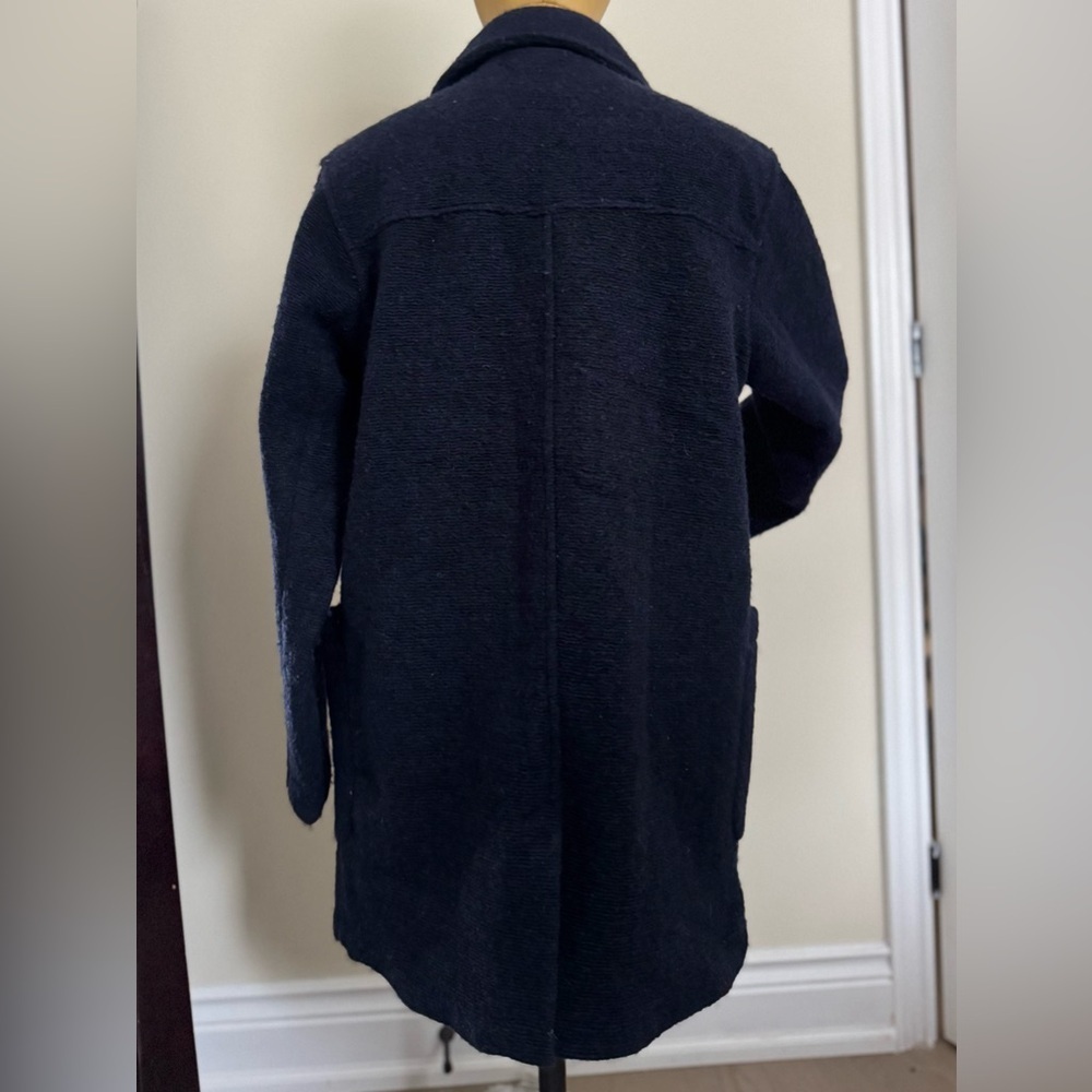 ROOTS Dark Blue Double-Breasted Wool Blend Pea Coat (XXS) - Picture 2 of 8